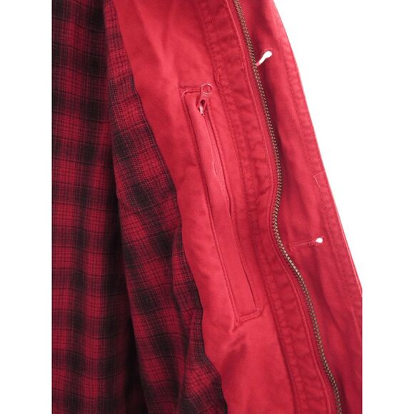 Vintage Orvis Field Jacket Mens L Red Brown Cord Trim Chore Barn Flannel Lined - Picture 4 of 8